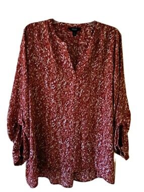 Simply Vera Vera Wang Rust Multi-Print Roll-Tab Tunic